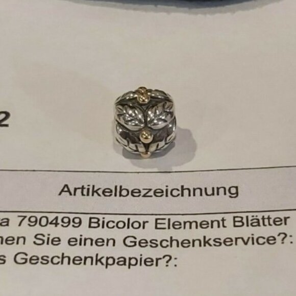 Authentic PANDORA *RETIRED* & RARE SS w/14K Gold Christmas Holly 790499 - Picture 2 of 10